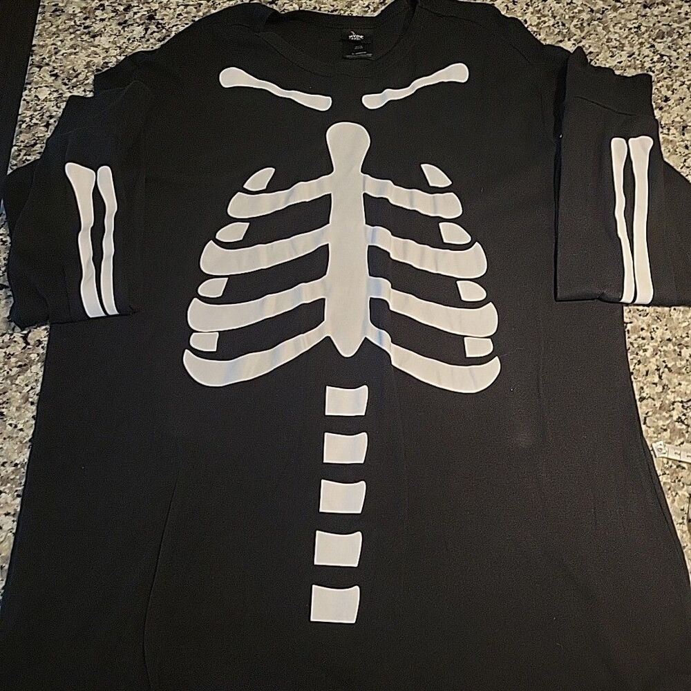 Hyde and Eek Skeleton Shirt Men's L Black Long‎ Sleeve Halloween Costume Top